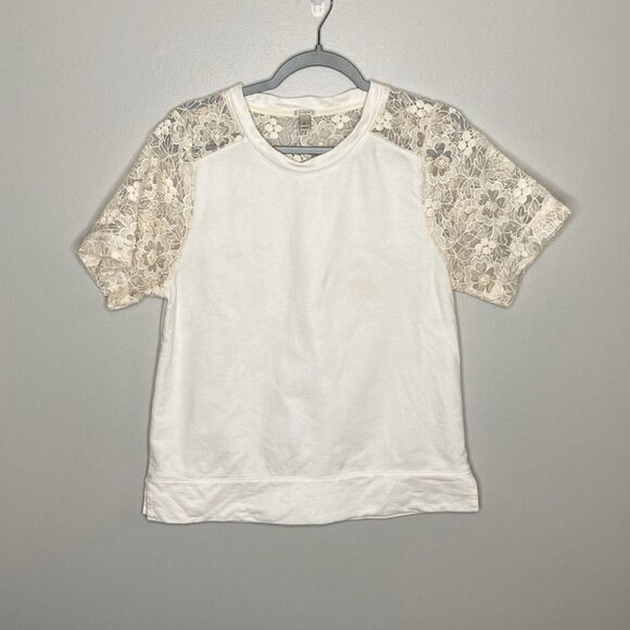 J.Crew 3D Lace Sweatshirt Top - Picture 1 of 4